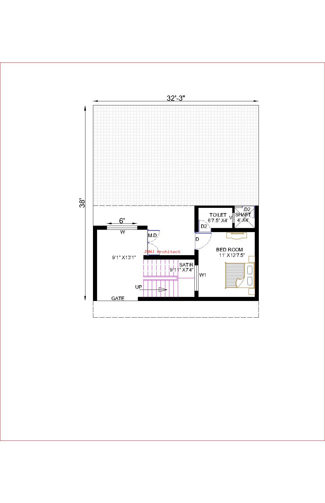 32x38 Duplex House Plan â€“ Modern 3BHK with Car Parking