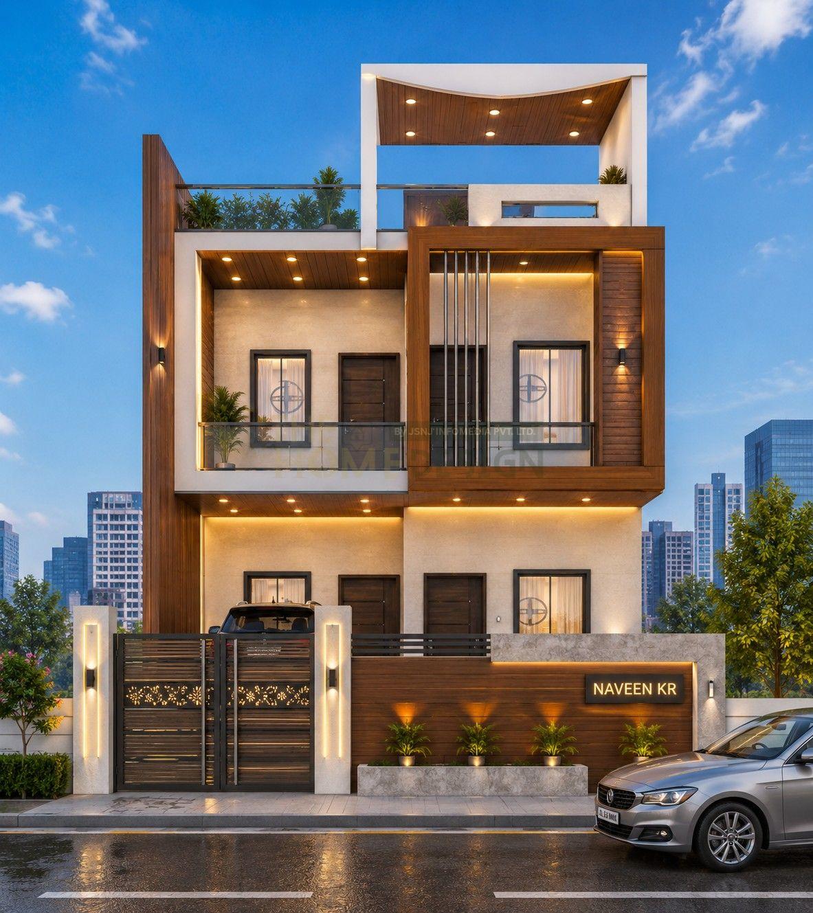 Modern Luxury Double Storey House | Contemporary Front Elevation Design with Premium Exterior