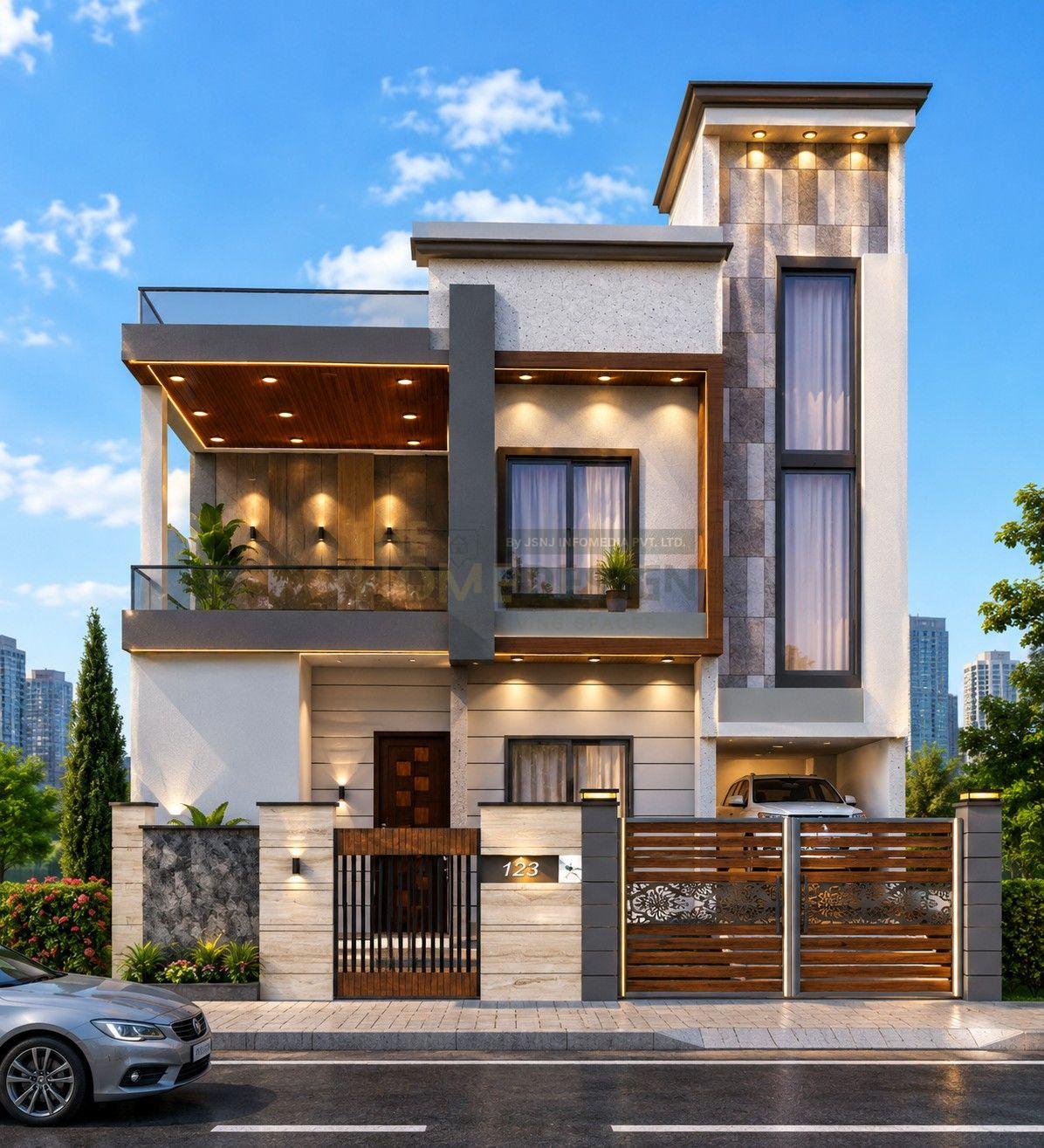 Modern Luxury Double Storey House | Contemporary Front Elevation Design with Premium Exterior