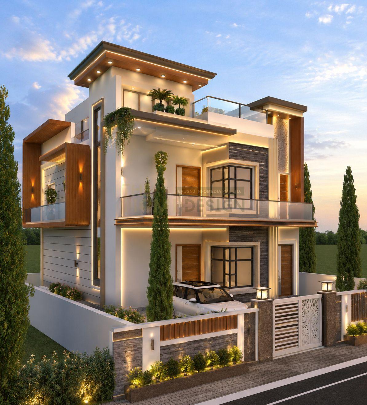 Modern Luxury Double Storey House | Contemporary Front Elevation Design with Premium Exterior