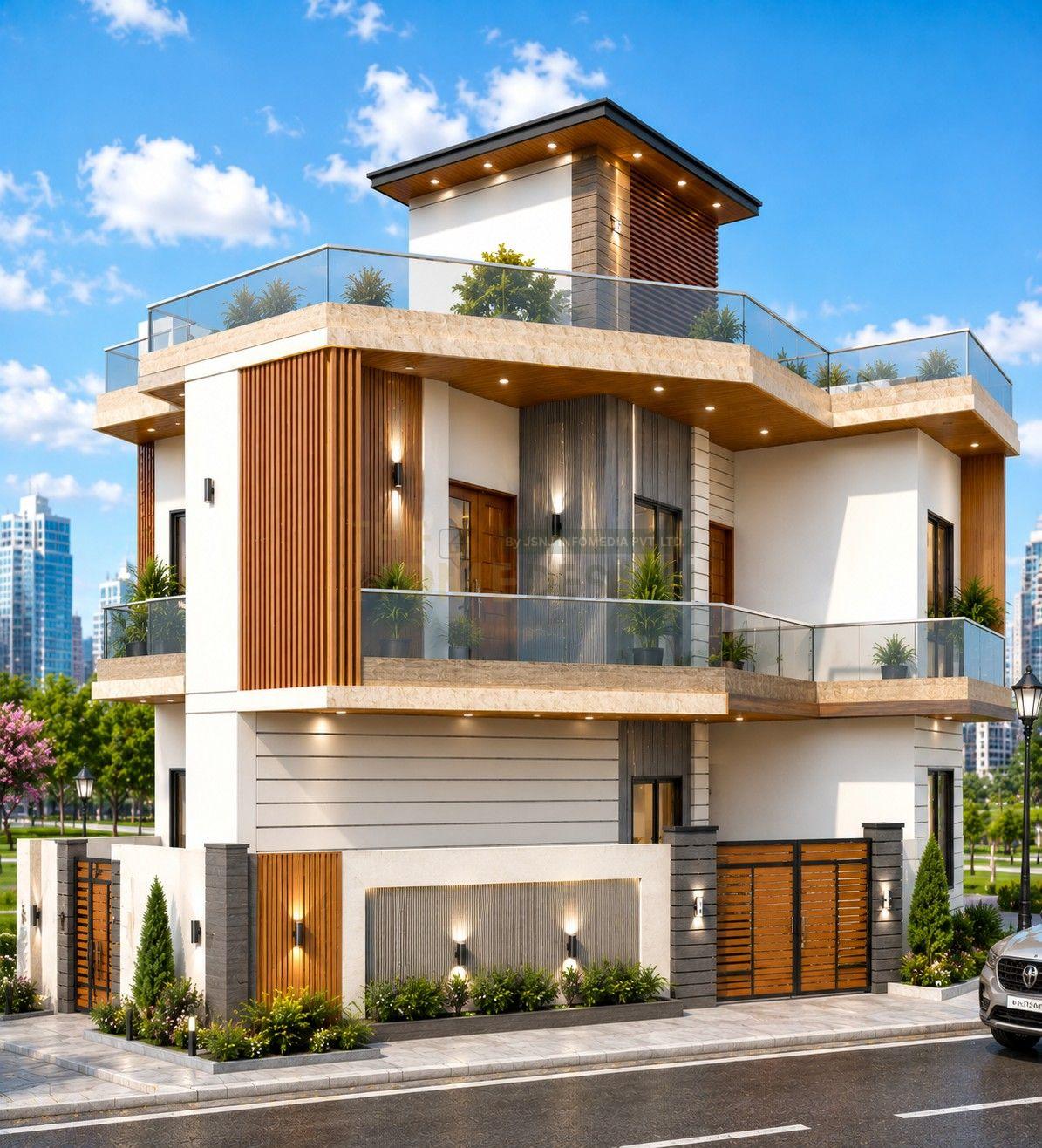 Modern Luxury Double Storey House | Contemporary Front Elevation Design with Premium Exterior